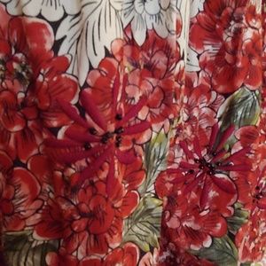 Red/Cream/Black Floral Skirt